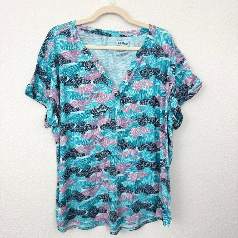 L.L. Bean Womens Short Sleeve Top Shirt Size 2X Casual Summer Comfy Pink